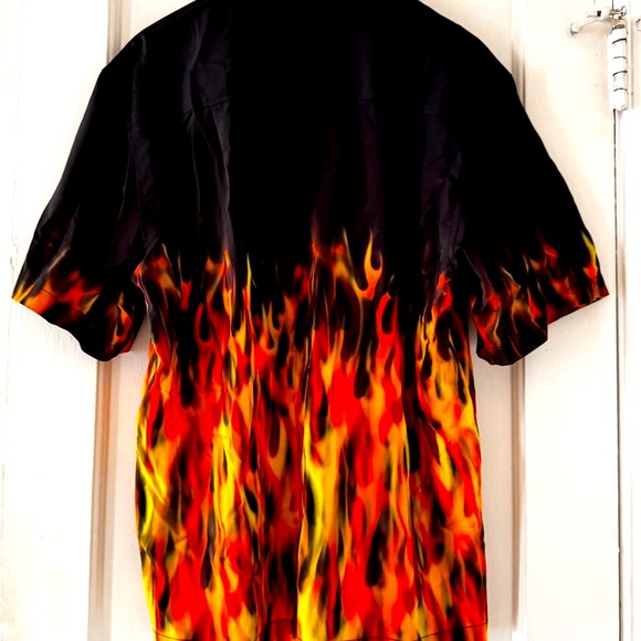 Benny’s Red Orange Flame  Men's Shirt Retro Bowling - Picture 8 of 12